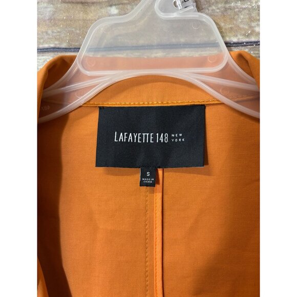 Lafayette 148 New York Blazer Jacket S Small Orange Snap Button 3/4 Sleeves Boxy - Picture 5 of 9